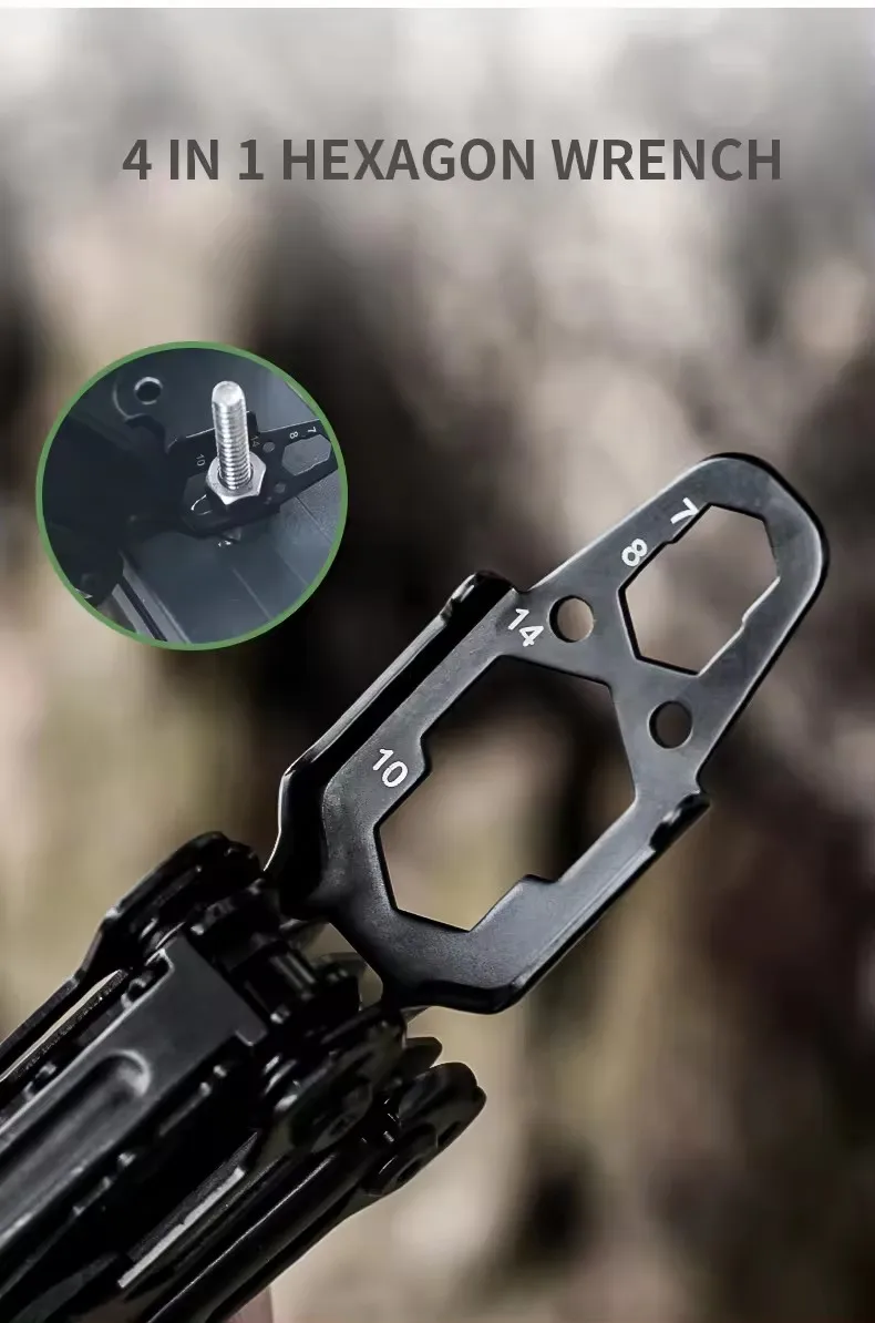 Multitool Pliers Pocket Knife Camping Hiking Gear Multitool Knife 15-in-1 Multi Tool Saw Scissors for Men Camping Hiking