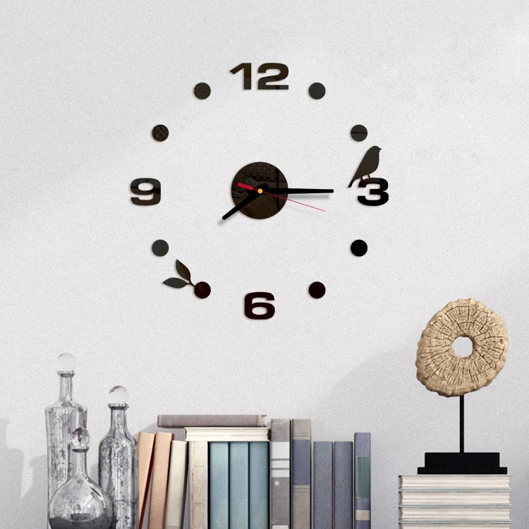 Wall Mirror Adhesive Sticker Wall Clock Room Decor 3d Wall Stickers
