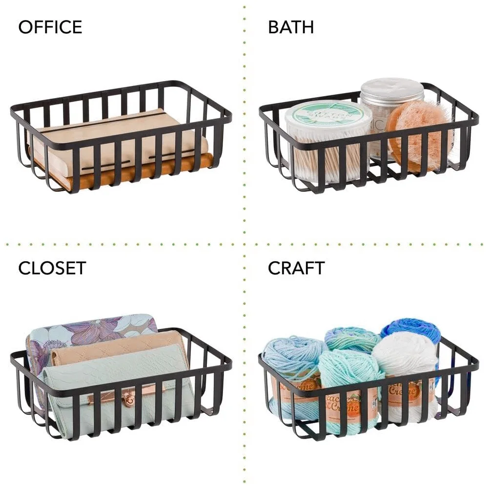 Reasonable Price Metal Wire Mesh Grid Storage Basket Coated Metal Rectangular Storage Mesh Wire Basket For Kitchen Pantry Picnic