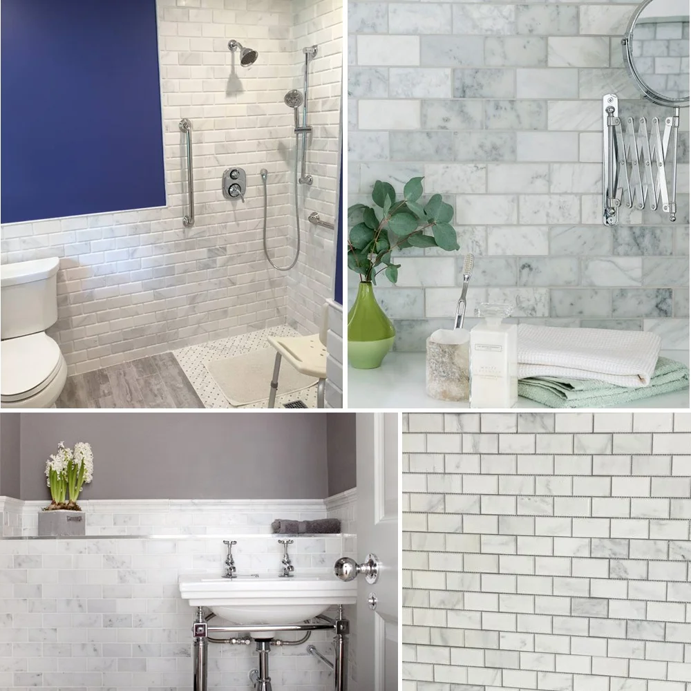 China white natural stone mosaic backsplash tiles for bathroom