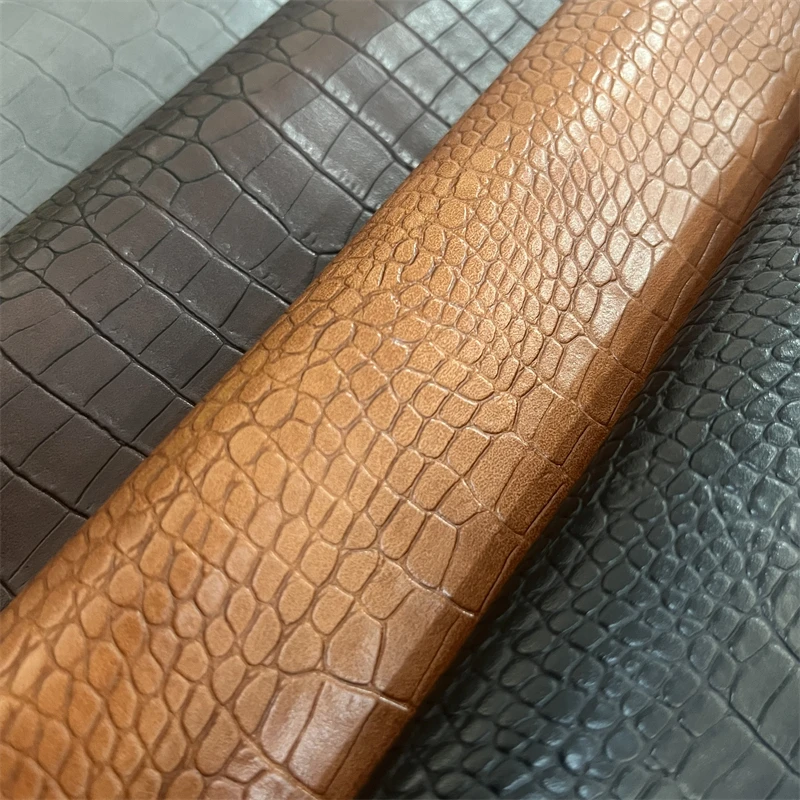 Crocodile Embossed Synthetic Leather Crocodile Grain Pu Synthetic Leather for Bag Pu Material Leather for Bags and Wallet