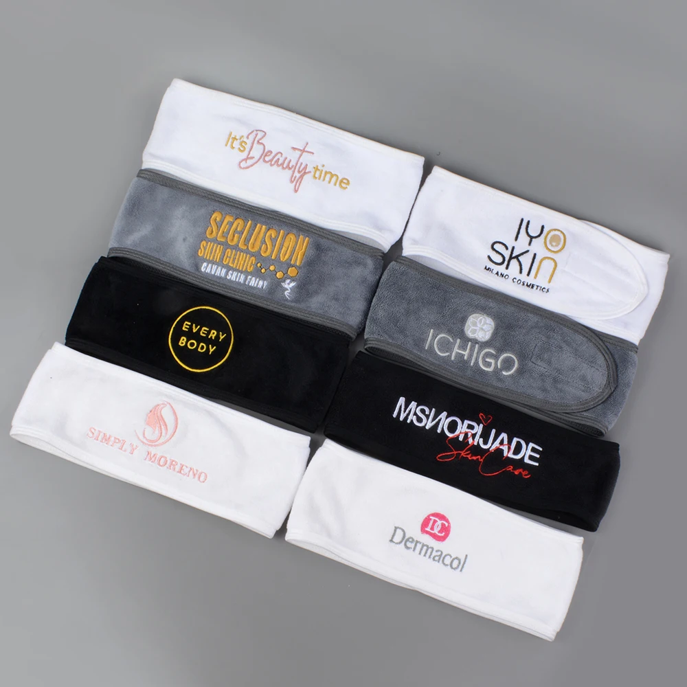Microfiber Logo Terry Towel Stretch Facial Hair Band Makeup Shower Headbands Spa Head bands Women Headband customize head wraps