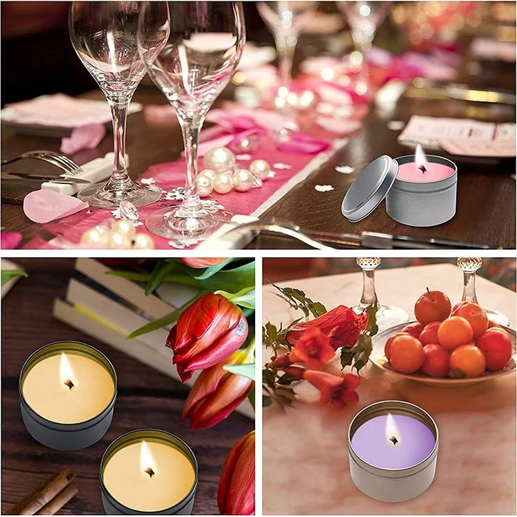 Wholesale Silver Empty Can Round Containers 2oz 4oz 6oz 8oz Metal Tins for Candles