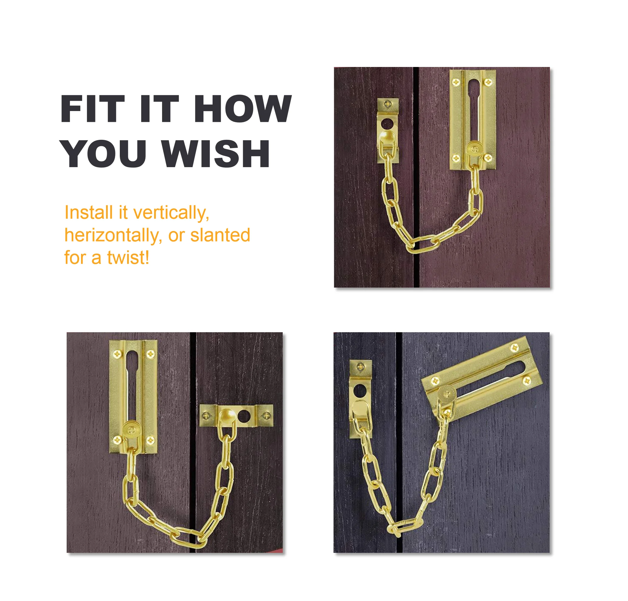 Factory Direct Heavy-Duty Brass Door Latch Home Hotel Security Door Chain