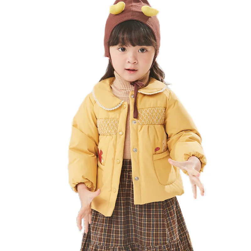 Custom cute girls down jacket animal print pattern children puffer coat white duck down kids winter warm clothes