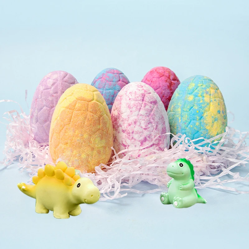 Bath Supplies Factory Customize Plant Fragrance Kids Bubble Dinosaur Egg Bath Bomb with Surprise Inside Dino