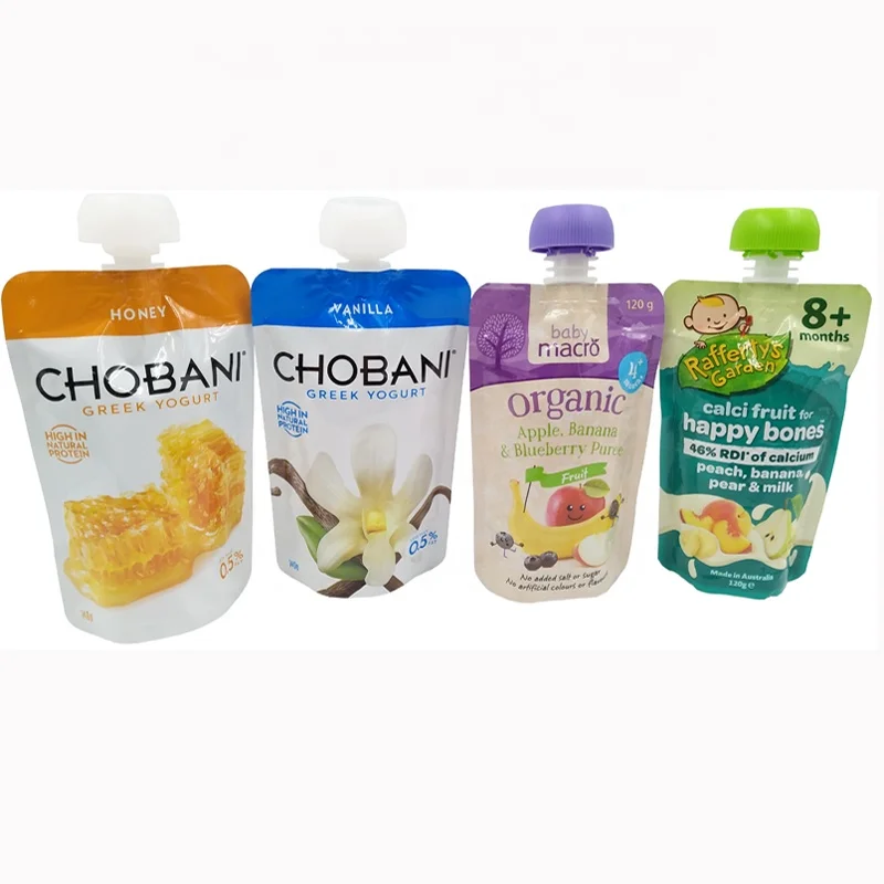Export Grade Haoyu stand up yellow pouch with window sweet drink packages sauce pouch