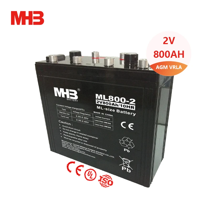 Mhb герметичный свинцово-кислотный Gfm-800 Солнечный глубокий цикл VRLA 2 В 800ah гелевая батарея для ветровой системы