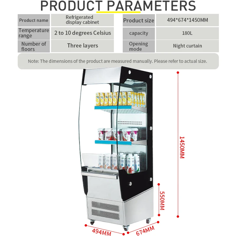 Vertical pastry display cabinet refrigeration equipment Glass display freezer