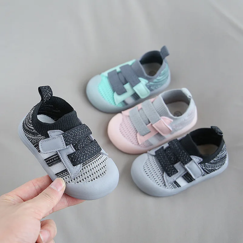 Summer 1-3 year old baby walking shoes Soft sole breathable knitted mesh casual shoes