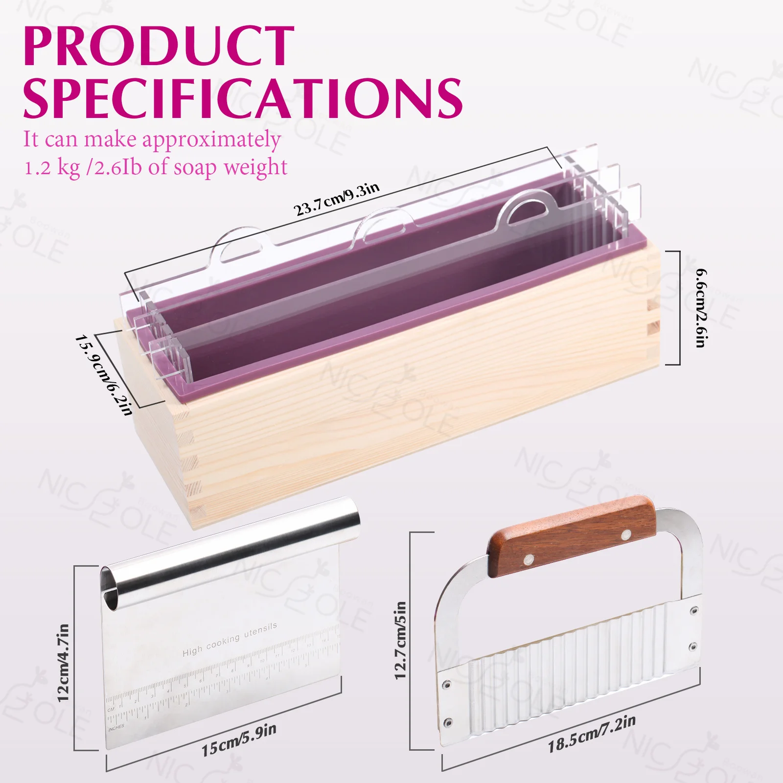 New Nicole Handmade Luxury DIY Soap Making Kit with Baffle Silicone Molds Soap Base Essential Oils Soap Making Tools