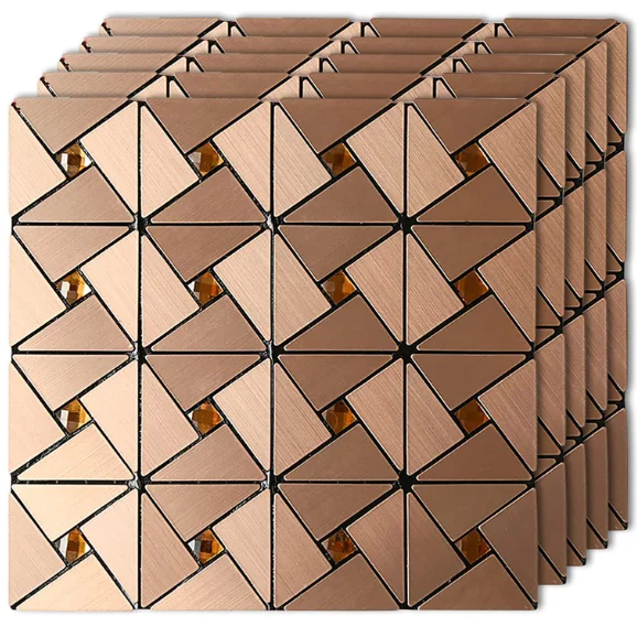 Background Wall Mosaic Aluminum Backsplash Wall Tile Self Adhesive Peel Stick Kitchen Props Sale Gold Silver Copper Home Decor