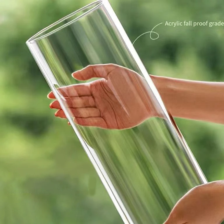 2024 New wholesale flower acrylic large clear vase for wedding living room decoration
