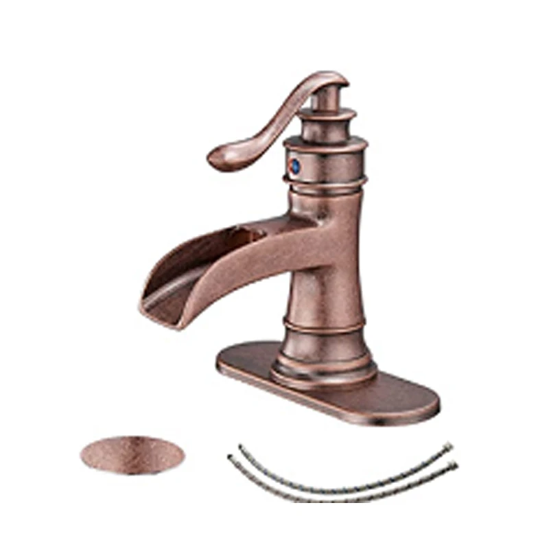 DG Wall Mounted Sink Faucet LED Color Changeable Waterfall Brass Chrome Bathroom Faucet With LED Light