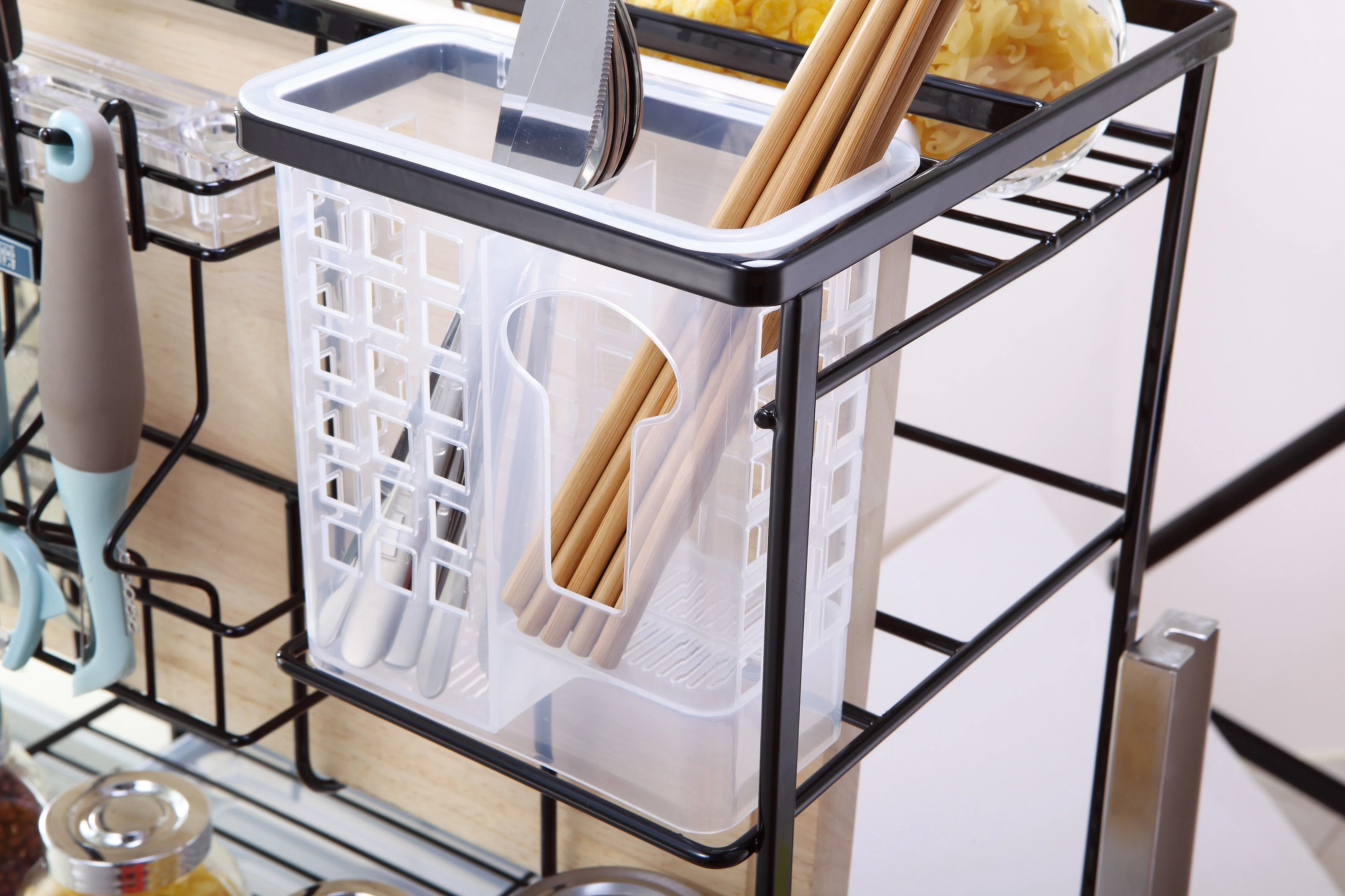 Nano Powder Coating Steel Cutlery Tableware Kitchen Cabinet Accessories Wire Basket Pull Out Pull-out Pullout Basket for storage