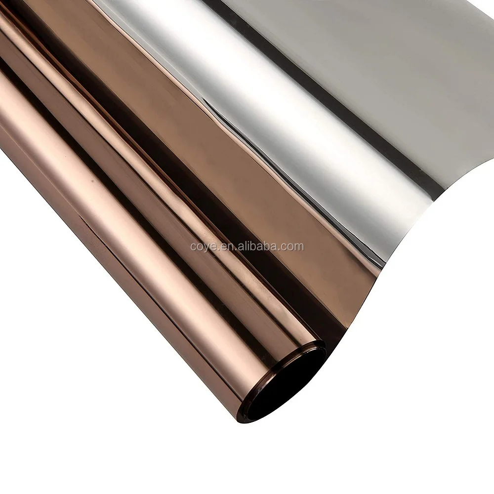 Tea And Silver One Way Mirror Window Film Self-Adhesive Sun-Blocking Thermal-Insulation Infrared Rejection Privacy Protection