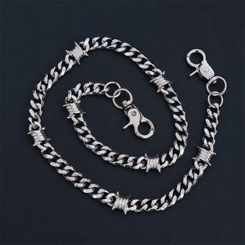 Latest Hiphop Style Stainless Steel Barb Wire Wallet Chain Jewelry For Men Boys