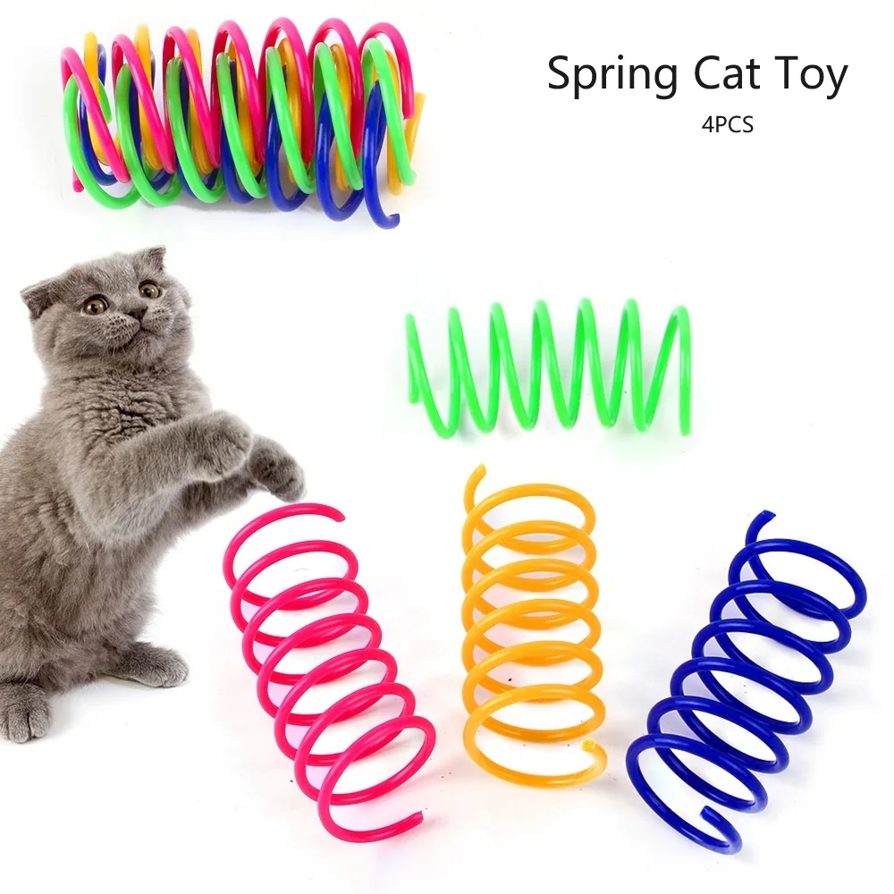 Durable Cat Spiral Spring Toy Creative Interactive Plastic Colorful Toy for Swatting Biting Hunting Kitten Cat Toy
