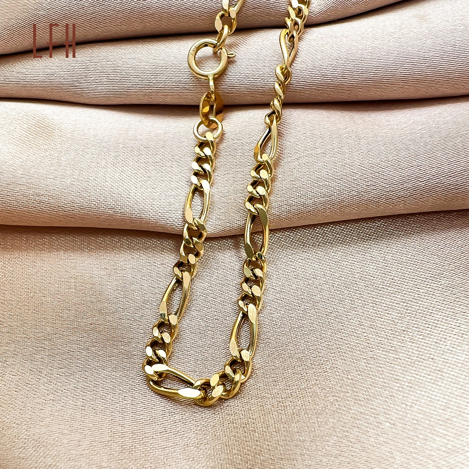 Bulk Sale Promotion Saudi Gold Jewelry Pawnable 18k Hollow Figaro Bracelet 18k Real Bracelet 18k Pure Gold