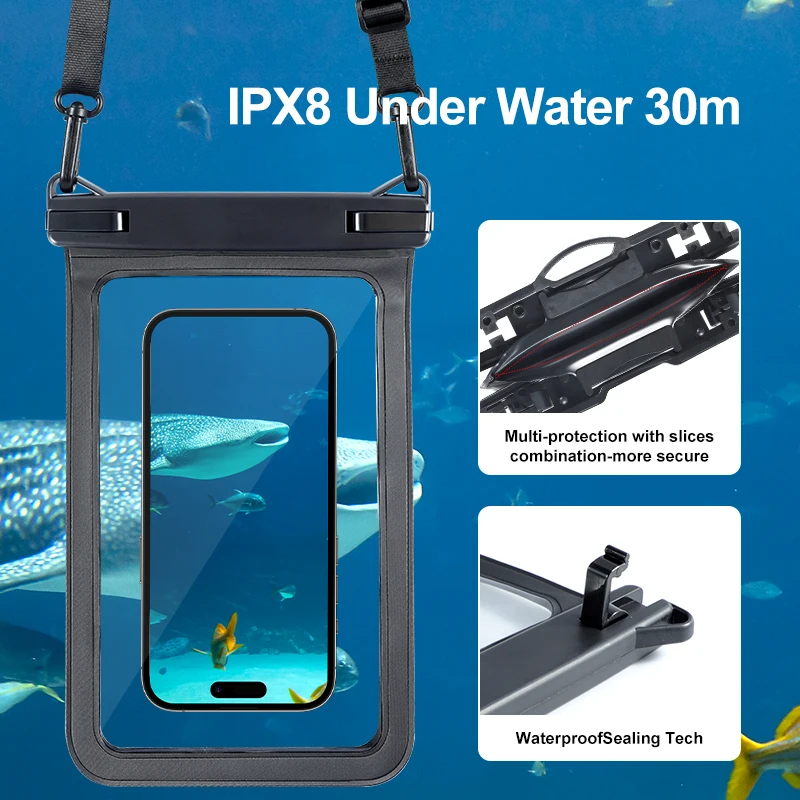 Большая водонепроницаемая сумка для мобильного телефона IPX8 с логотипом на заказ через плечо