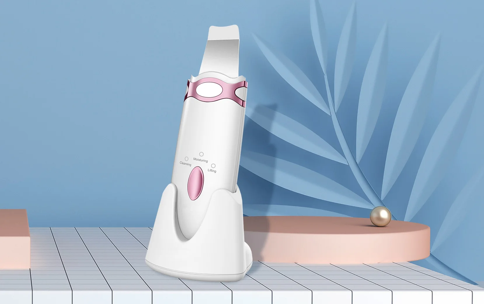 USB Charging Handheld Facial Lifting Ultrasonic Skin Scrubber With EMS Microcurrent Function