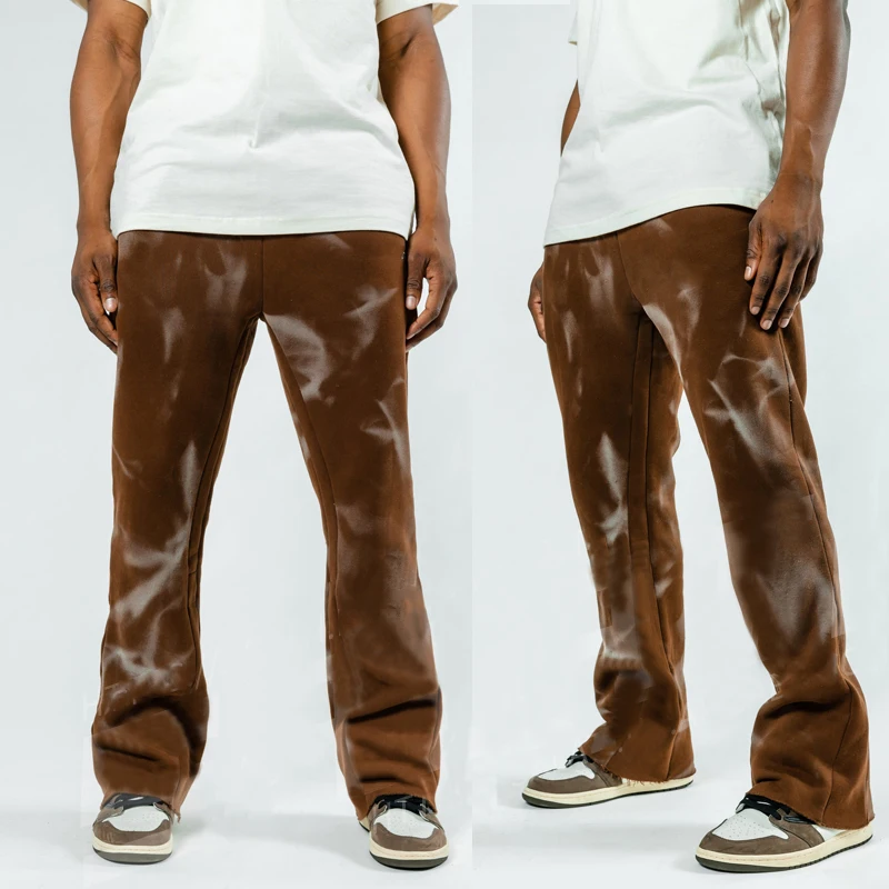 Custom mens flare sweat pants long trousers streetwear cotton bootcut drawstring heavyweig flared sweatpants