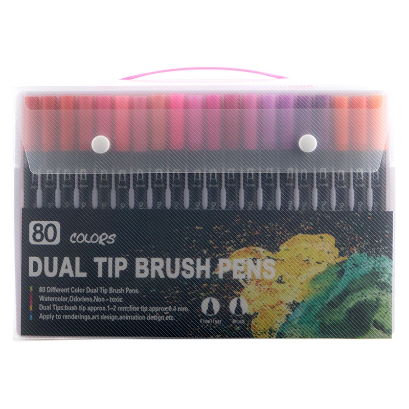 80 Color Drawing Brush Pen Watercolor Water Color Brush Two-tip Marker Pen For Student