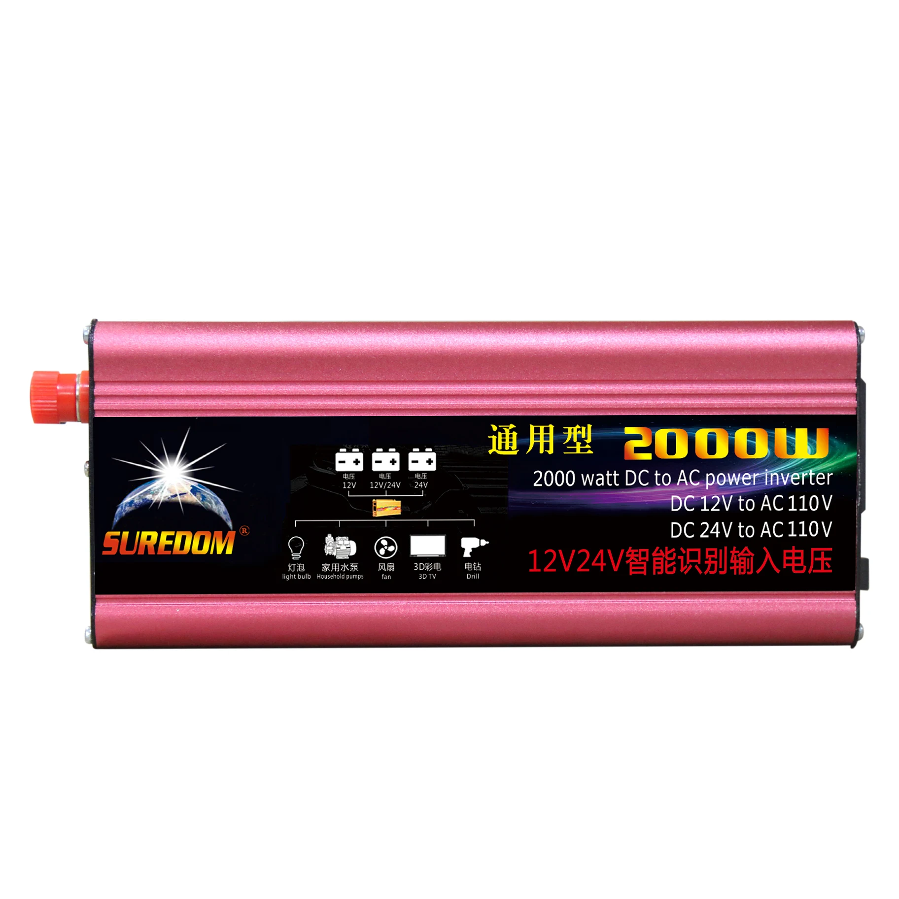 Universal Socket 12V 24V DC TO 110V 220V Power Inverter 2000w With Led Indicator