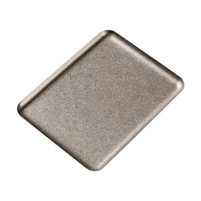 Vintage square plate 304 stainless steel tray Cafe dessert cake plate to make old barbecue tray can be customized logo