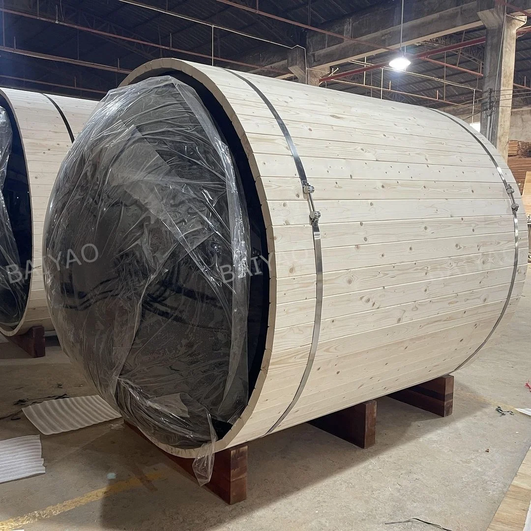 2 4 6 Person Barrel Sauna Outdoor Dry Steam Room Salt Sauna Traditional Red Cedar Sauna Bucket For Sale