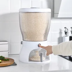 Hot Selling Rice Dispenser Grain Storage Container Plastic 10 KG Rotating Cereal Dispenser