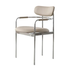 Metal Armchair Stainless Steel Upholstered Leather Luxury Home Furniture Restaurant Cafe Dining Chair