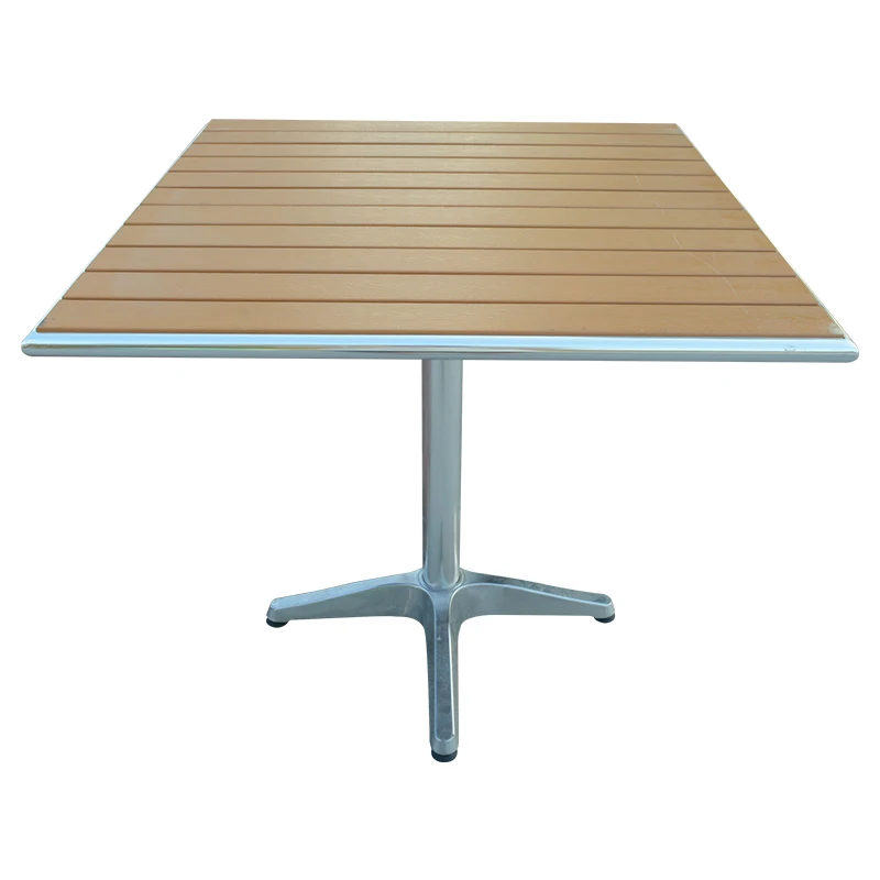 Fashion design Restaurant indoor and outdoor square mesa metal Aluminum wood table