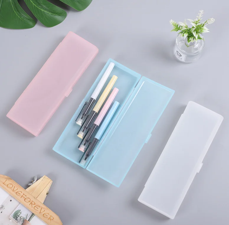 Wholesale New Design Clear Pencil Box Plastic Frosted Pencil Case For Students