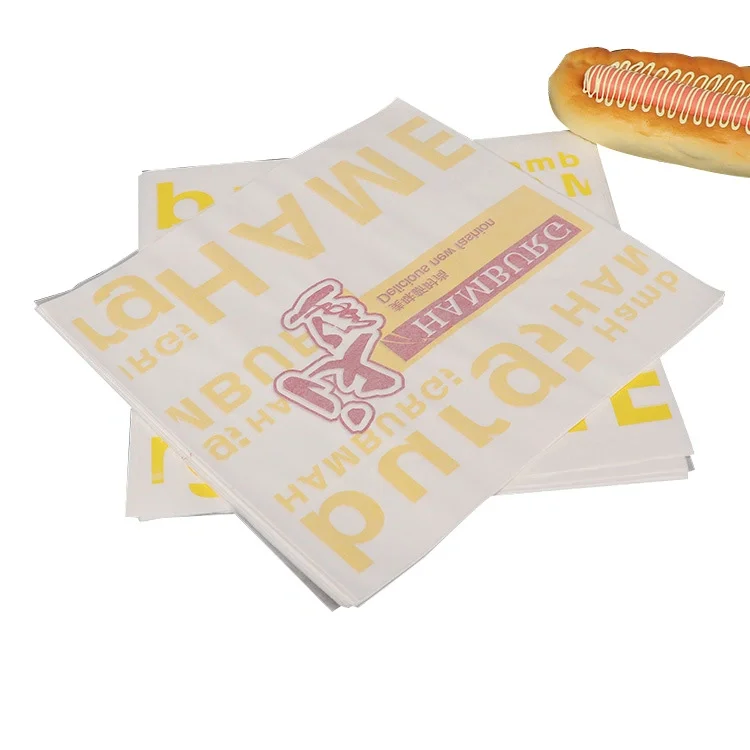 Wholesale Food Grade Wrapping Paper Custom Design and Size PE Coated Sandwich Burger/Meat Roll Bread Packaging Paper
