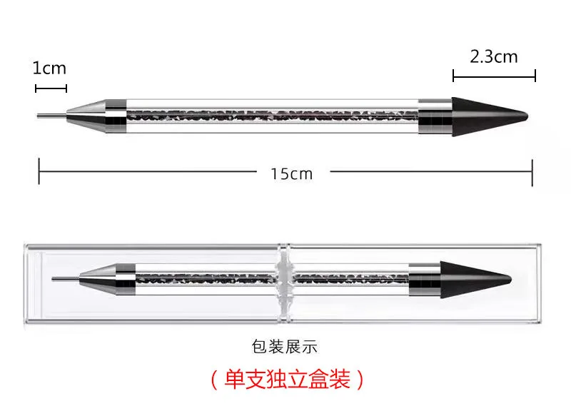 Nail Art Pens 2 in 1 Double Ended Rhinestone Handle Wax and Metal Head Nail Manicure Art brushes Wax Pen Dotting Pen
