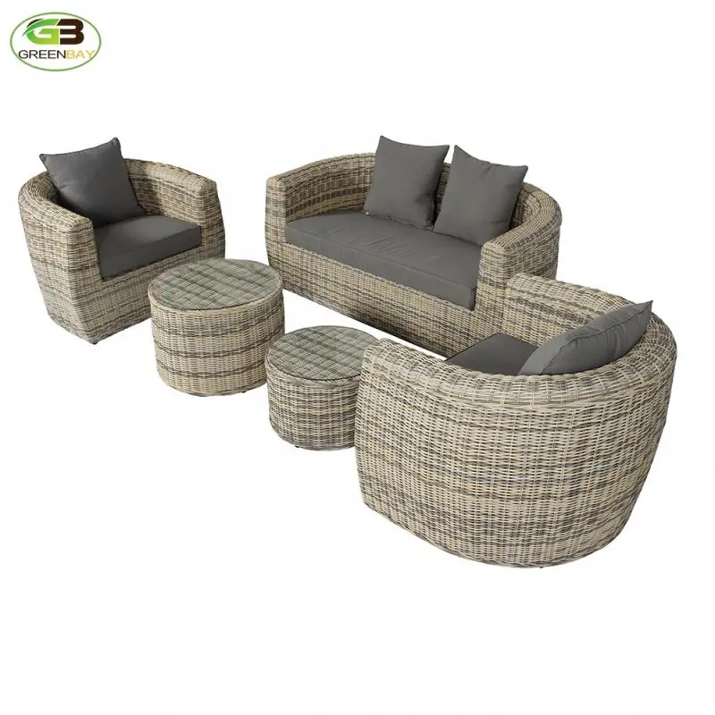 Manufacturer Direct Comfortable 4 Seat round Wicker Rattan Garden Sofa Set Nice Design for Hotel Applications Outdoor Furniture
