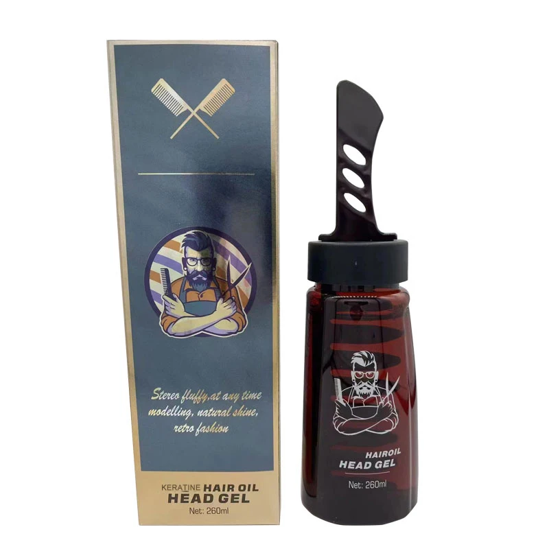 Private Label Strong hold 260ML hair gel modeling comb liquid head oil gel  Hair Styling Oil Head Gel FOR MAN