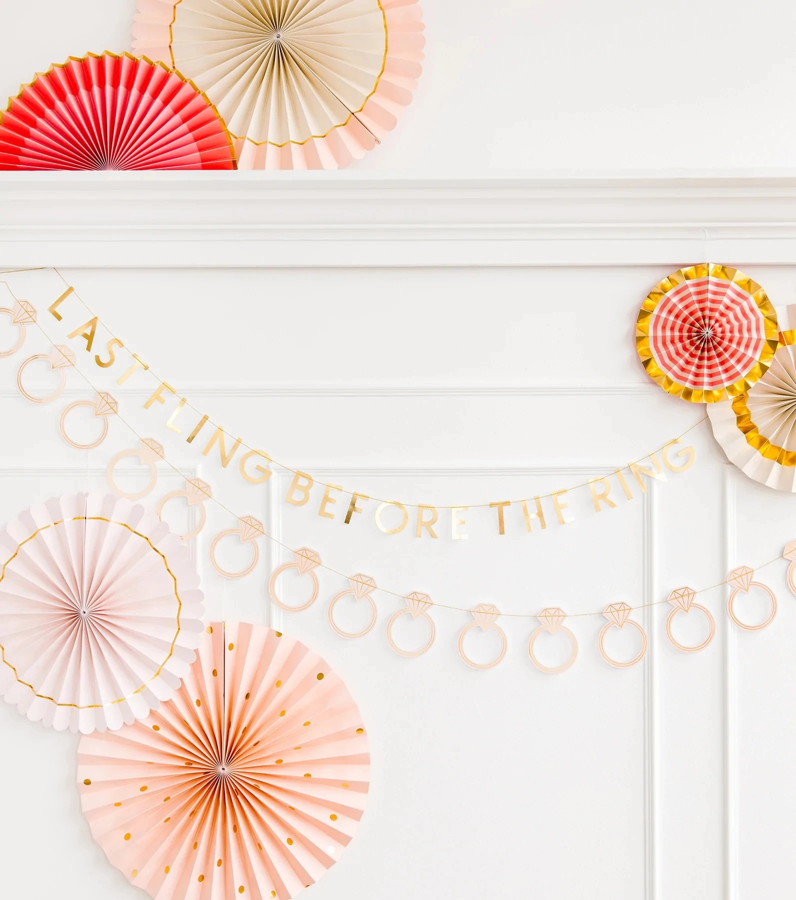 DAMAI Rose Gold Bride Birthday Party Wall Decoration Paper Fan Set Bachelorette Party Supplies