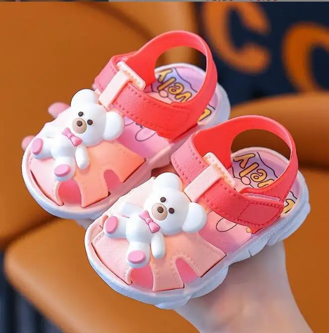 Summer baby toddler sandals baby shoes 0-3 years old soft bottom baby sandals cartoon bear cute toddler sandals