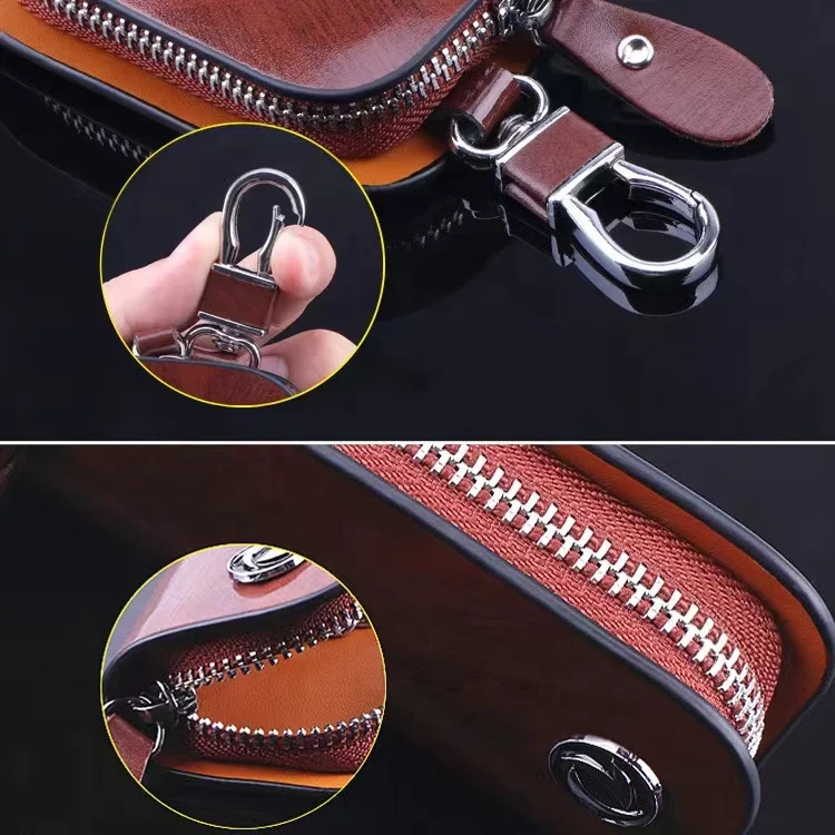 Hot selling luxury leather portable gift brand car holder key bag case Car key case