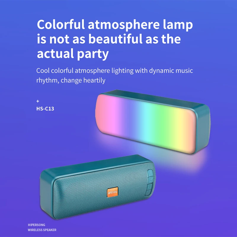 Factory Price Portable Wireless Waterproof Fm Radio 1200Mah Subwoofer Stereo Party Led Light Speaker