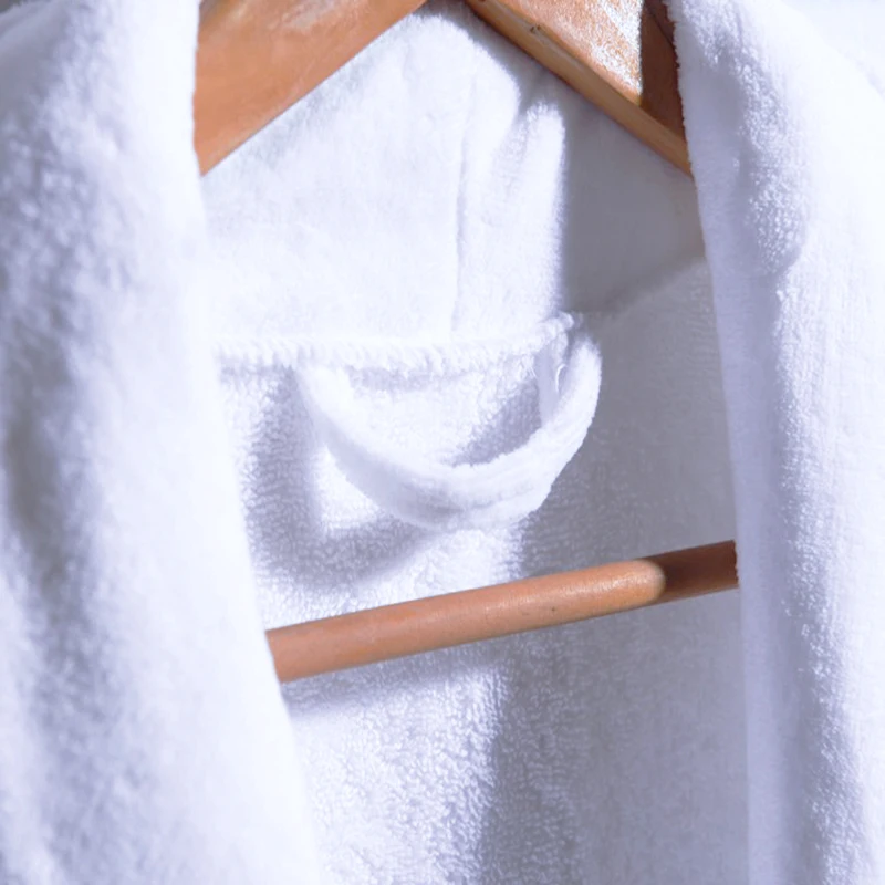 Customizable 100% Cotton White Velvet Hotel Bathrobe Women Shawl Collar Plus Size Thermal Plain Dyed Solid Pattern Velour Adults