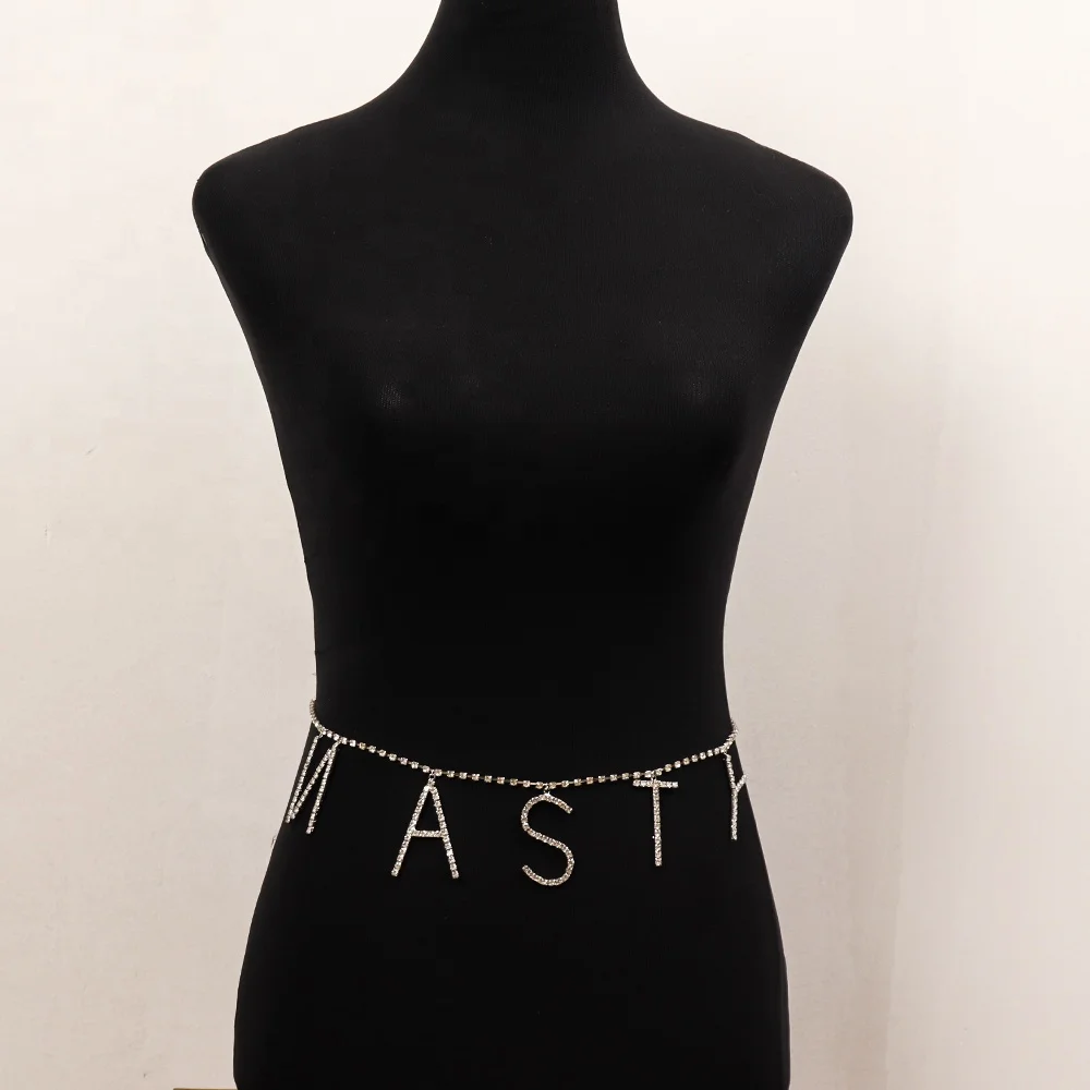 2022 fashion waist chain creative claw chain rhinestone NASTY letter pendant  body chain female
