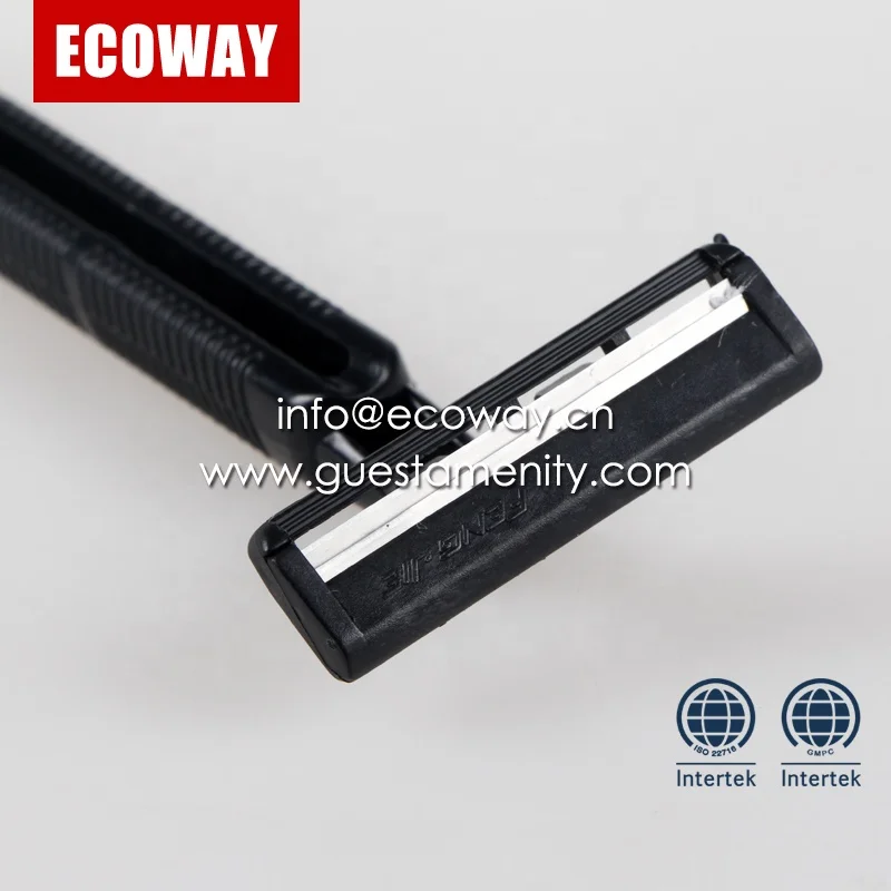 disposable double edge razor black plastic shaving razor for hotel