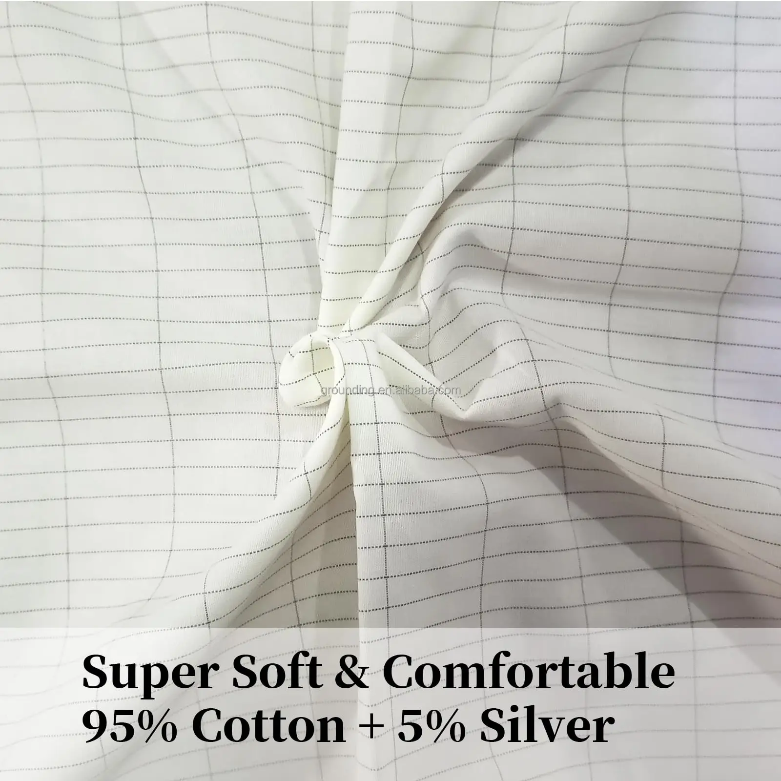 Pure Silver Thread Healthy Silver Cotton Earthing Esd Fitted Bed Sheet Without Connection Cord