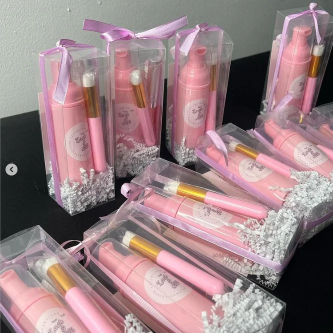 Oil & Tear Free Vegan Eyelash Extension Shampoo Safe Custom Private Logo Lash Bath With Eyelash Cleaner Brushes