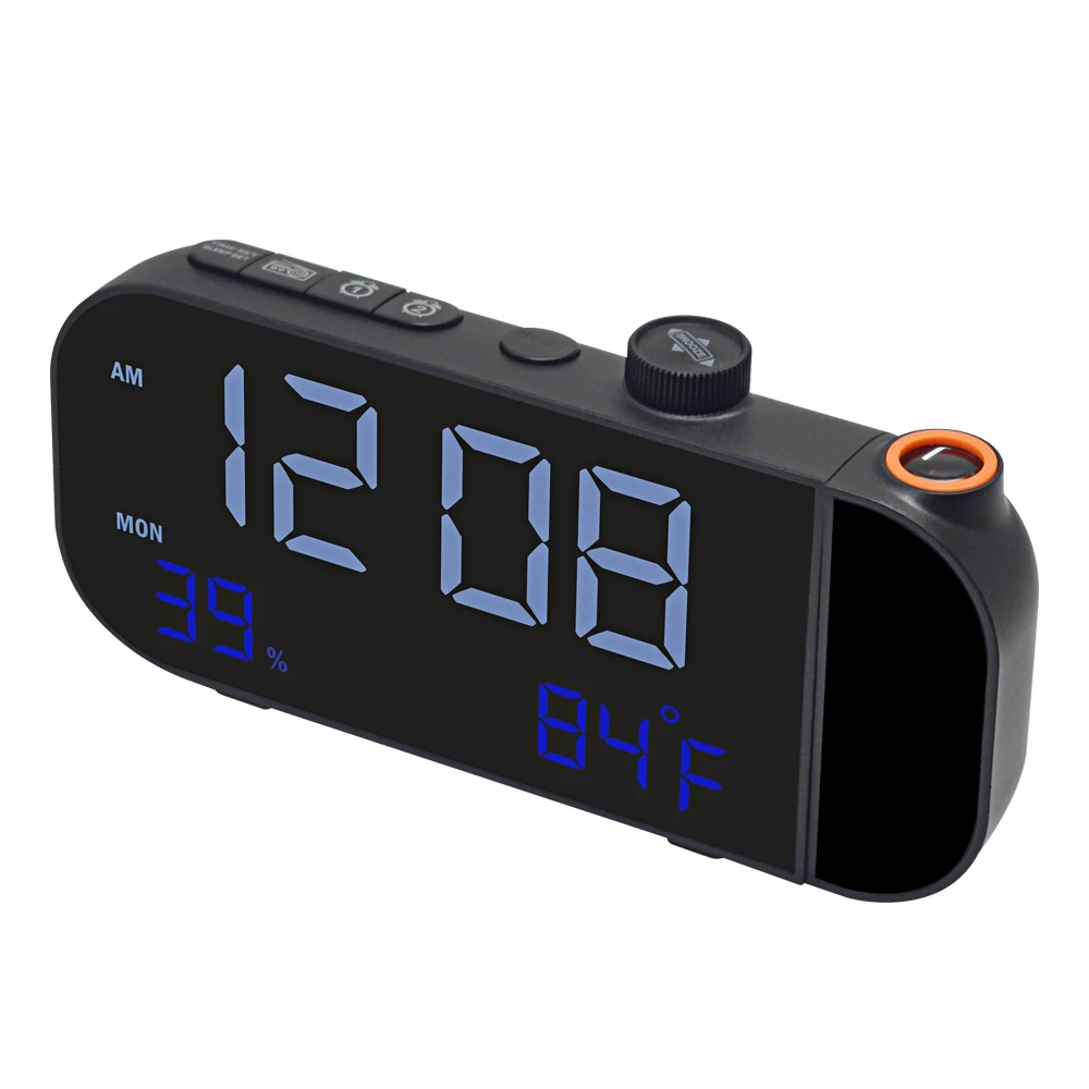 In stock LED Digital  Projection Brightness radio portable Time memory with USB charge large screen FM Alarm clock