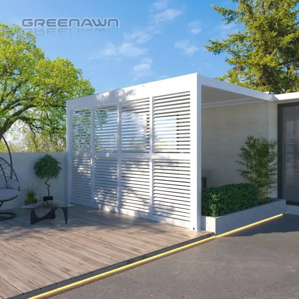 Customized Villa Garden Outdoor Bioclimatic Louvre Automatic Pergola Car Parking Shed Pergols with Electric Roller Shutter Motor