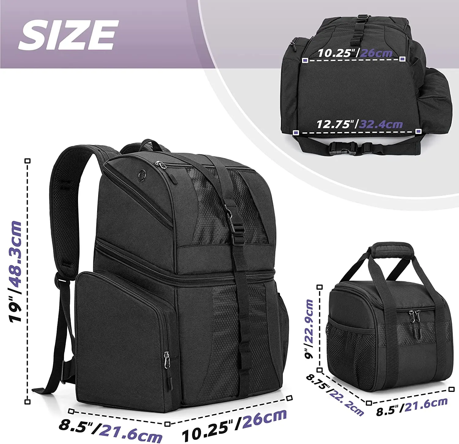 Custom Logo Water Resistant Bowling Backpack Bag for Single Ball Single Ball Bag with Shoes Compartment